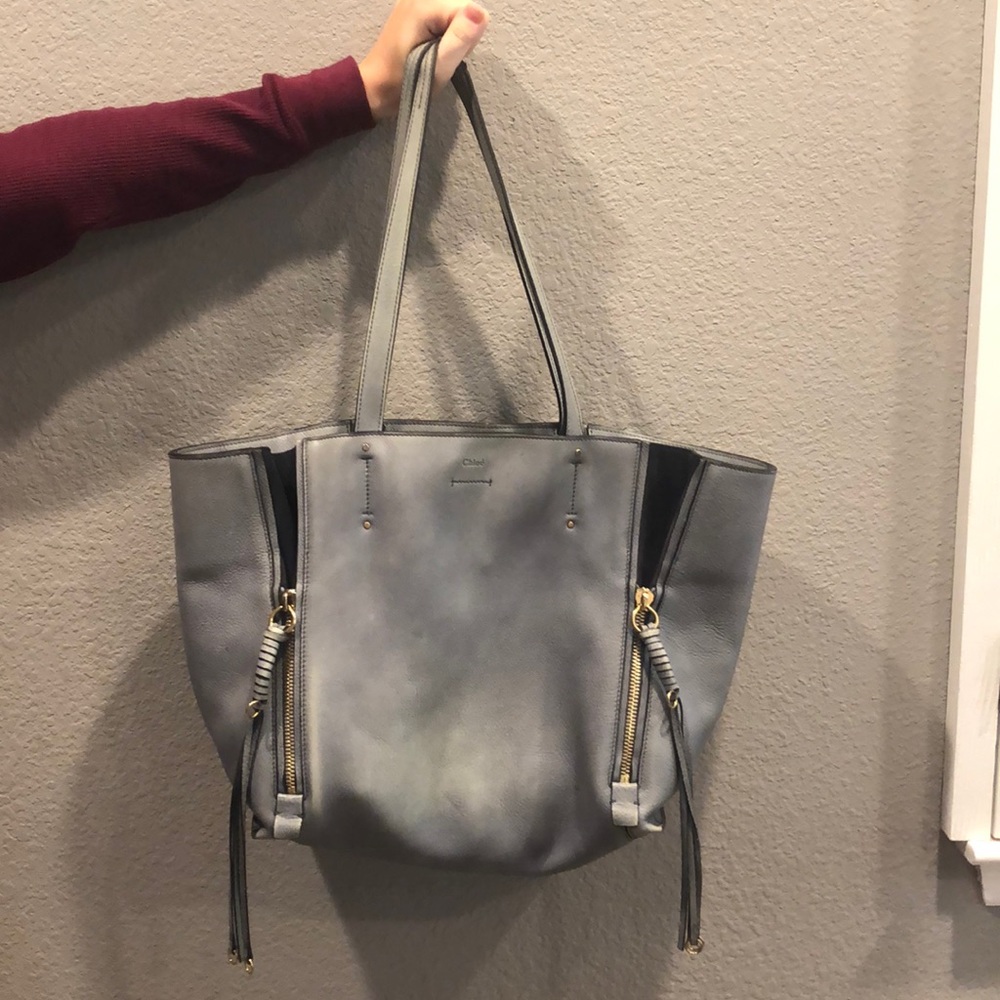 Large Chloe handbag in silver-blue